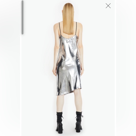 Petar Petrov Molten Silver Velvet Slip Dress - NWT, size M-L - Picture 2 of 9